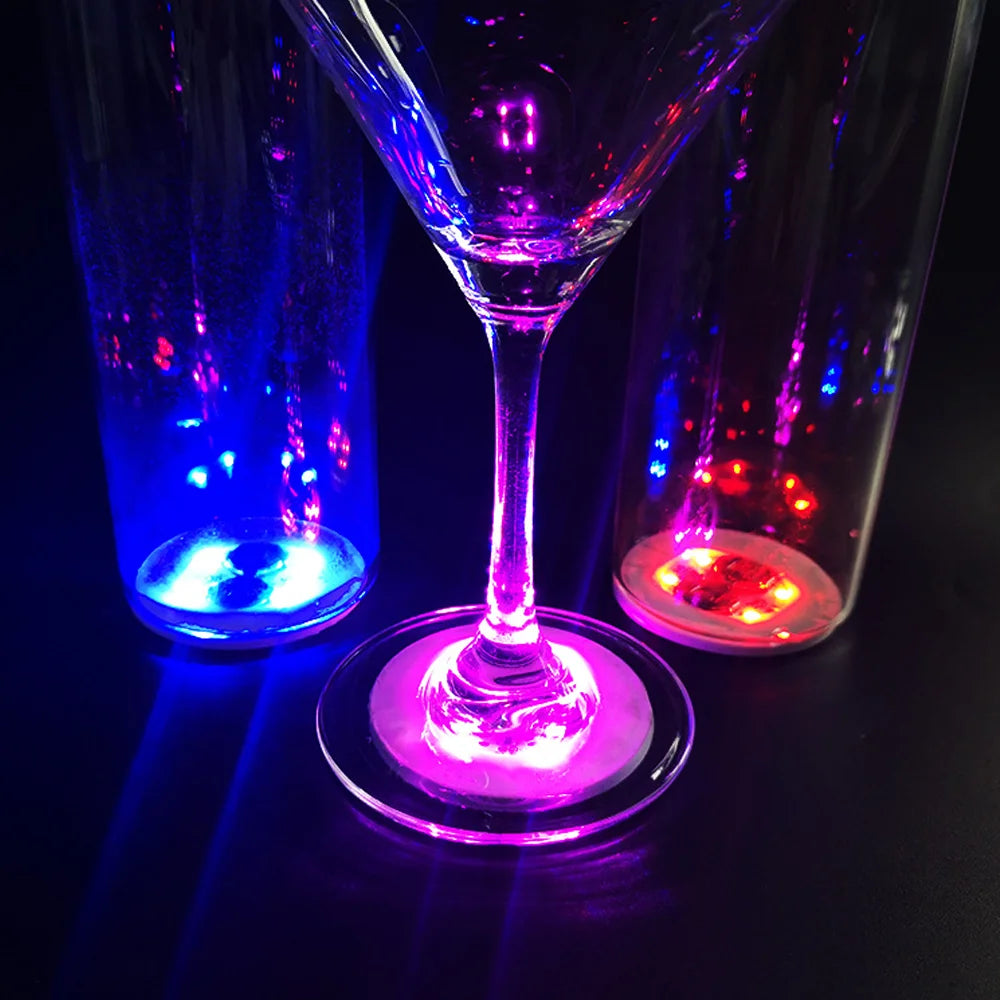 Mini Glow Coaster LED Bottle Light Stickers Battery Powered Bar Party Christmas wedding holiday decorations night light