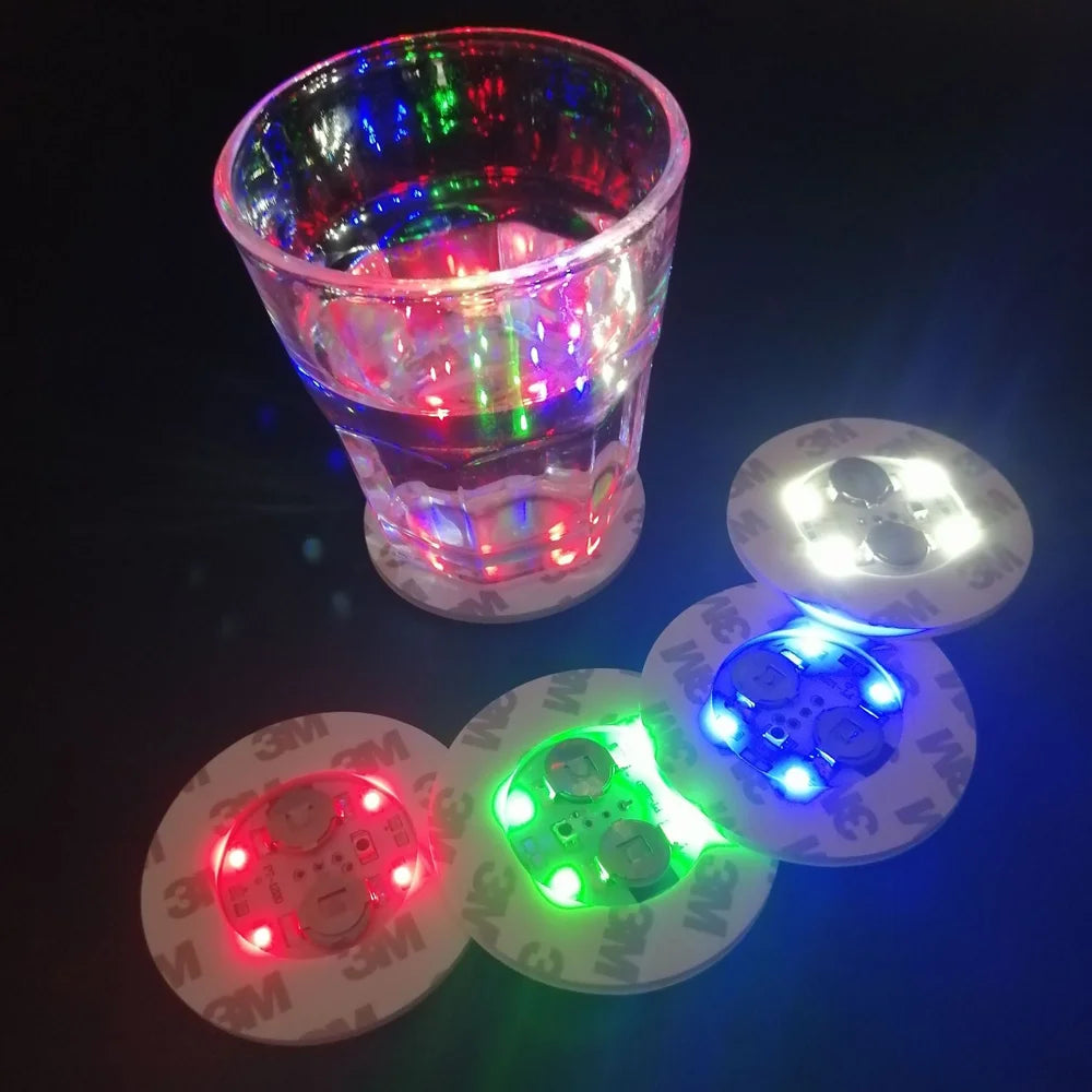 Mini Glow Coaster LED Bottle Light Stickers Battery Powered Bar Party Christmas wedding holiday decorations night light