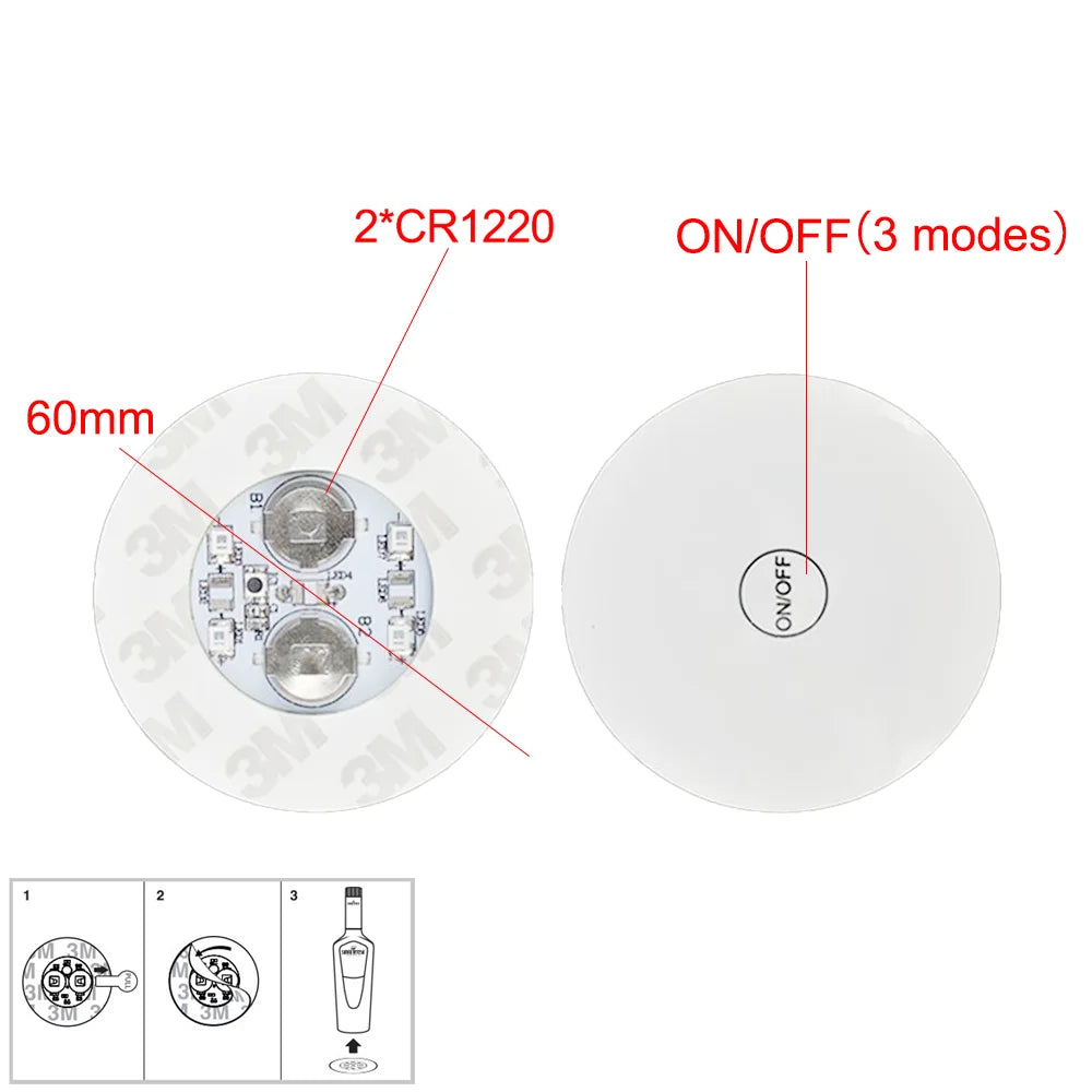 Mini Glow Coaster LED Bottle Light Stickers Battery Powered Bar Party Christmas wedding holiday decorations night light