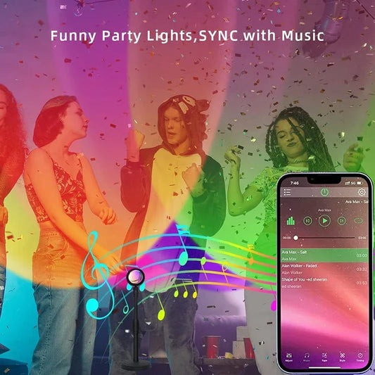 Smart LED Sunset Lamp Colorful Changing Bluetooth App Control Music Sync for Network  Broadcast Bedroom Home Decor Rainbow Lamps